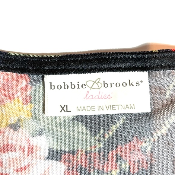 Bobbie Brooks Black Floral Mesh Blouse  Sz. XL Sheer Boutique Boho Top - Picture 5 of 9